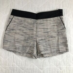 Ann Taylor LOFT Shorts Women's Size 4  Black White Tan Woven Side Zip Buttons‎